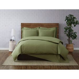 Brooklyn Loom -  Duvet Set Cotton Solid Color Lightwe Olive Green